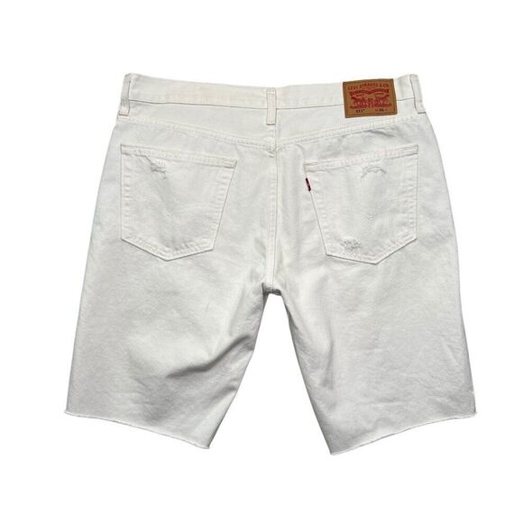 Levis Men's 511 Slim Cut Off White Distressed‎ Denim Shorts - Picture 5 of 10